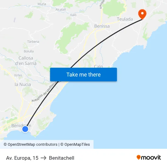 Av. Europa, 15 to Benitachell map