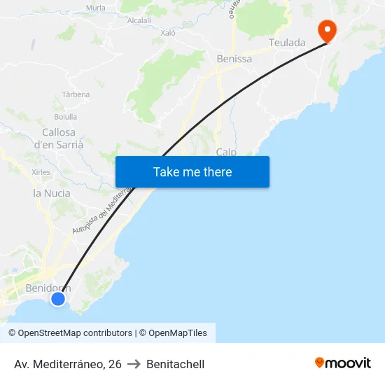 Av. Mediterráneo, 26 to Benitachell map