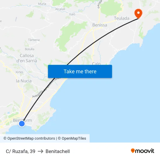 C/ Ruzafa, 39 to Benitachell map