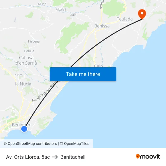 Av. Orts Llorca, 5ac to Benitachell map