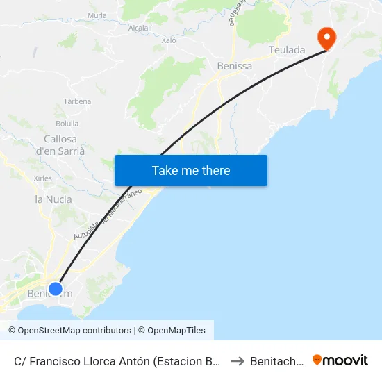 C/ Francisco Llorca Antón (Estacion Bus) to Benitachell map