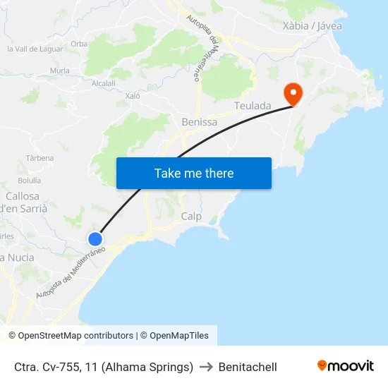 Ctra. Cv-755, 11 (Alhama Springs) to Benitachell map