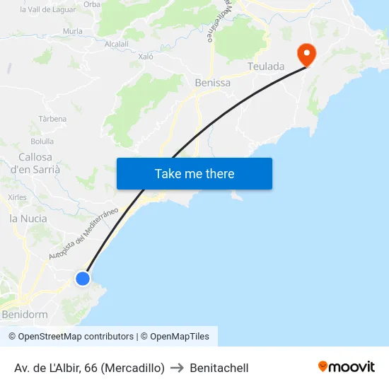 Av. de L'Albir, 66 (Mercadillo) to Benitachell map