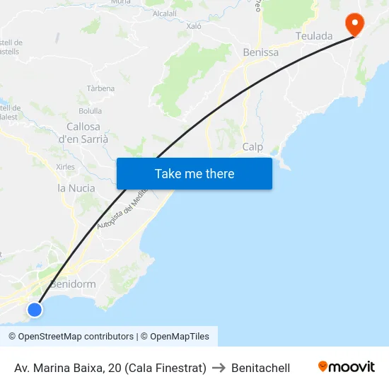 Av. Marina Baixa, 20 (Cala Finestrat) to Benitachell map
