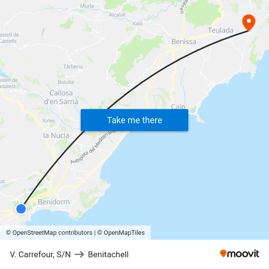 V. Carrefour, S/N to Benitachell map