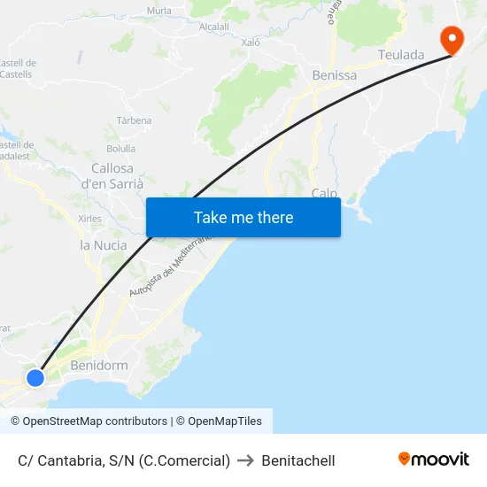 C/ Cantabria, S/N (C.Comercial) to Benitachell map