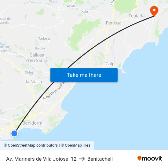 Av. Mariners de Vila Joiosa, 12 to Benitachell map