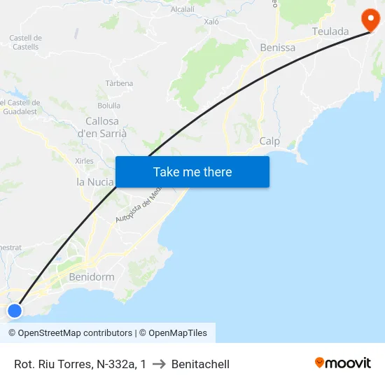 Rot. Riu Torres, N-332a, 1 to Benitachell map