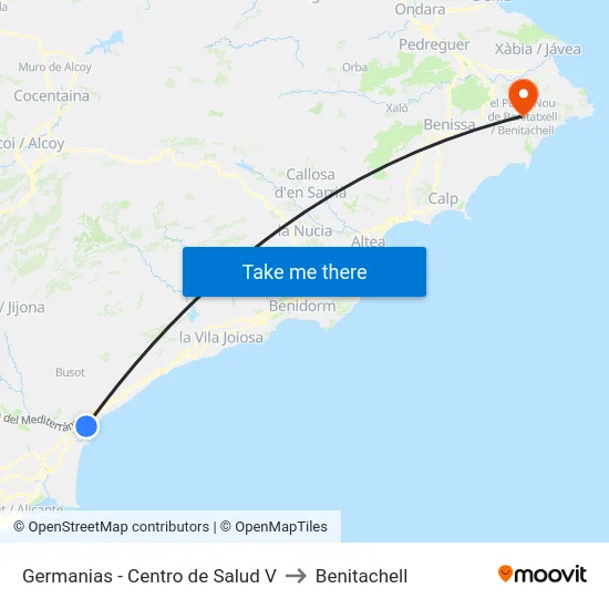 Germanias - Centro de Salud V to Benitachell map