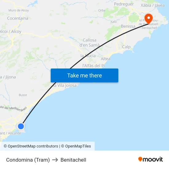 Condomina (Tram) to Benitachell map