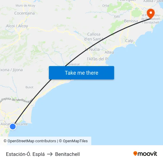 Estación-Ó. Esplá to Benitachell map