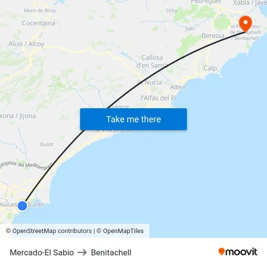 Mercado-El Sabio to Benitachell map