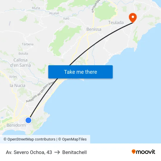 Av. Severo Ochoa, 43 to Benitachell map