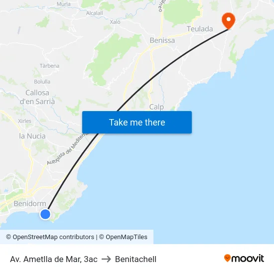 Av. Ametlla de Mar, 3ac to Benitachell map