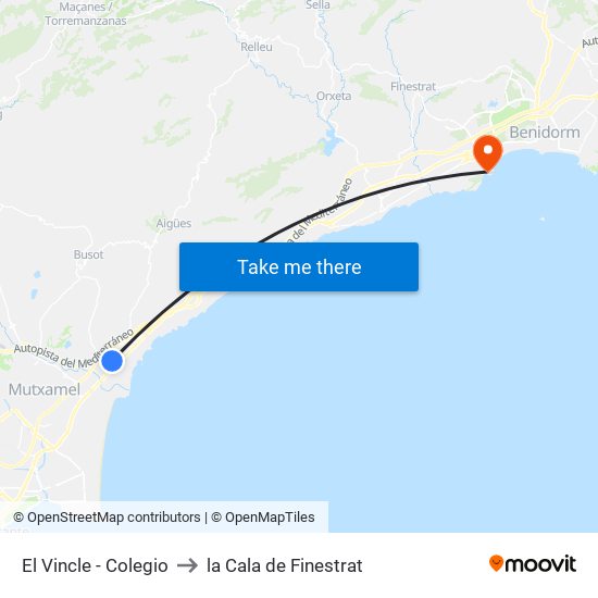 El Vincle - Colegio to la Cala de Finestrat map