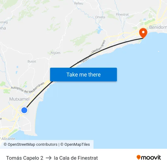 Tomás Capelo 2 to la Cala de Finestrat map