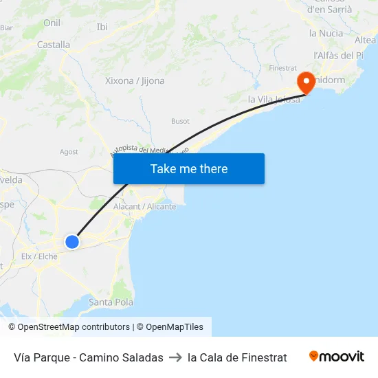 Vía Parque - Camino Saladas to la Cala de Finestrat map
