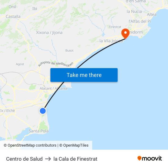 Centro de Salud to la Cala de Finestrat map