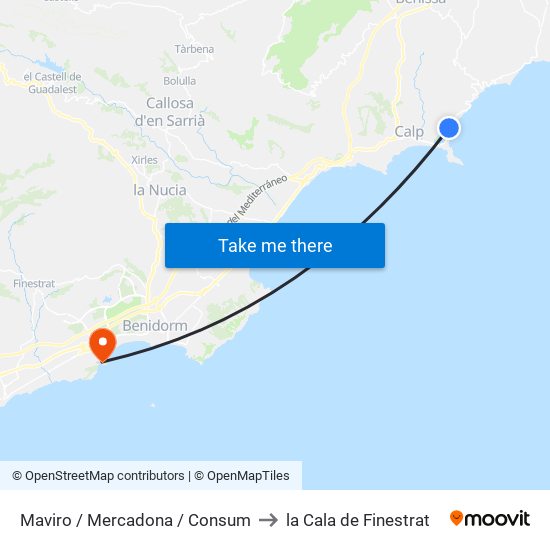 Maviro / Mercadona / Consum to la Cala de Finestrat map