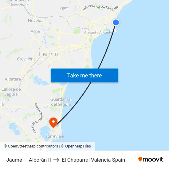 Jaume I - Alborán II to El Chaparral Valencia Spain map