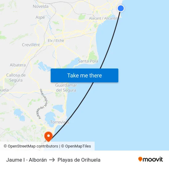 Jaume I - Alborán to Playas de Orihuela map