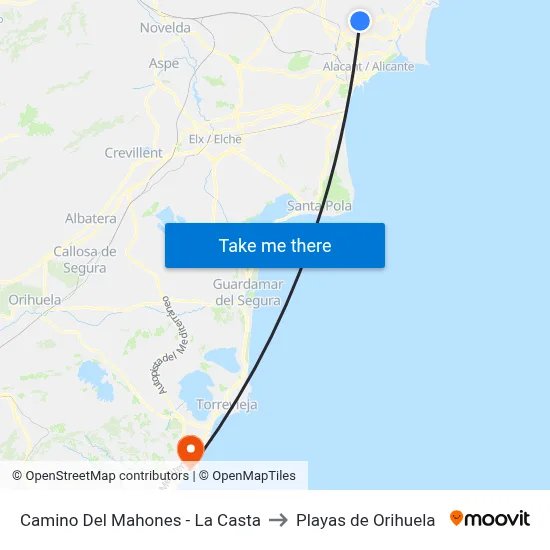 Camino Del Mahones - La Casta to Playas de Orihuela map