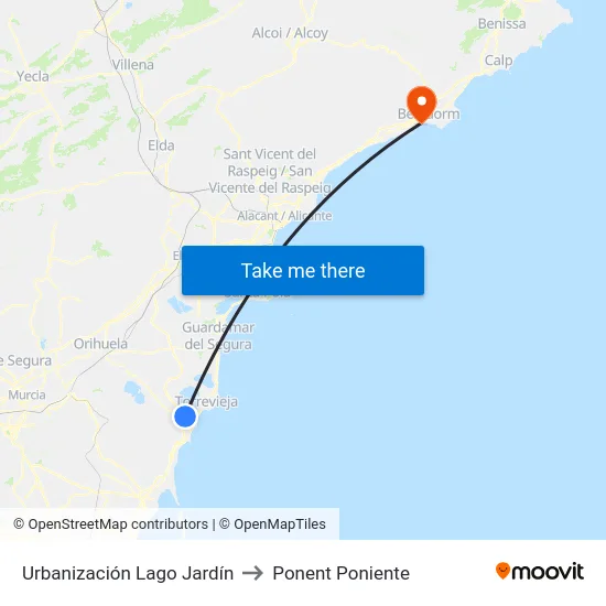 Urbanización Lago Jardín to Ponent Poniente map