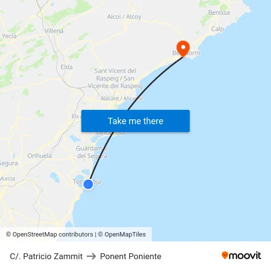 C/. Patricio Zammit to Ponent Poniente map
