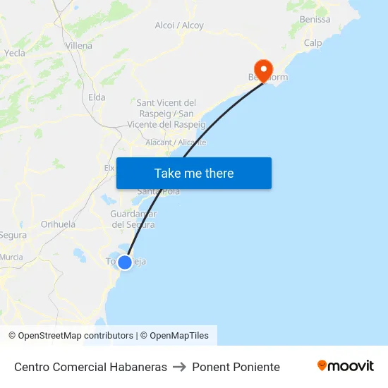 Centro Comercial Habaneras to Ponent Poniente map