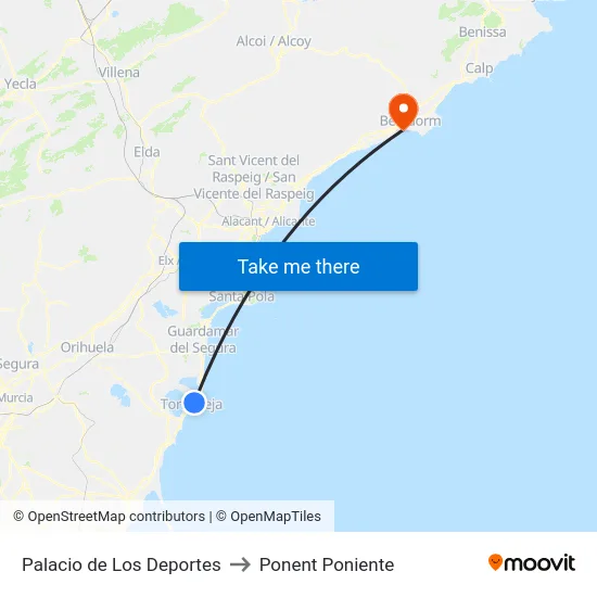 Palacio de Los Deportes to Ponent Poniente map