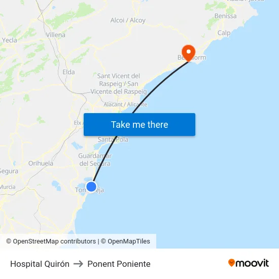 Hospital Quirón to Ponent Poniente map