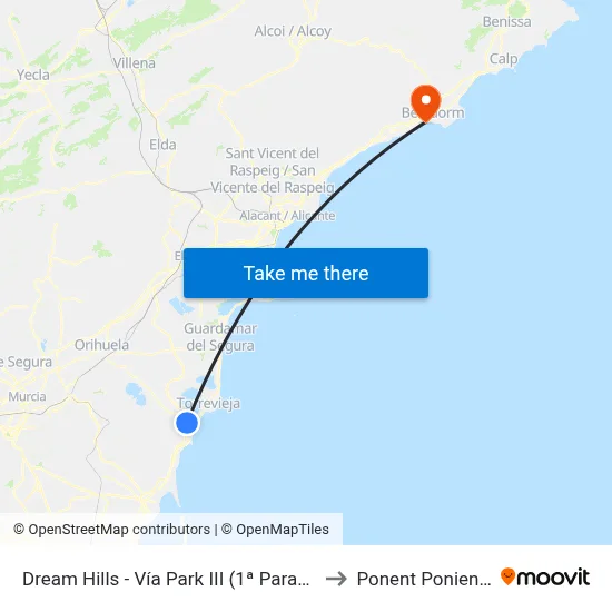 Dream Hills - Vía Park III (1ª Parada) to Ponent Poniente map