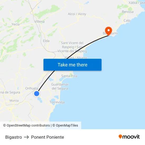 Bigastro to Ponent Poniente map