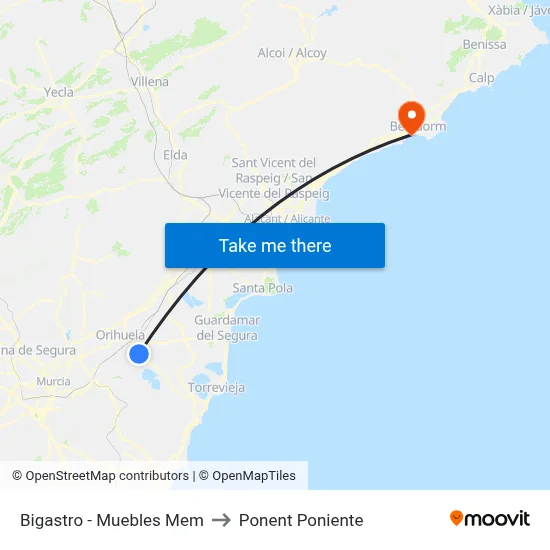 Bigastro - Muebles Mem to Ponent Poniente map