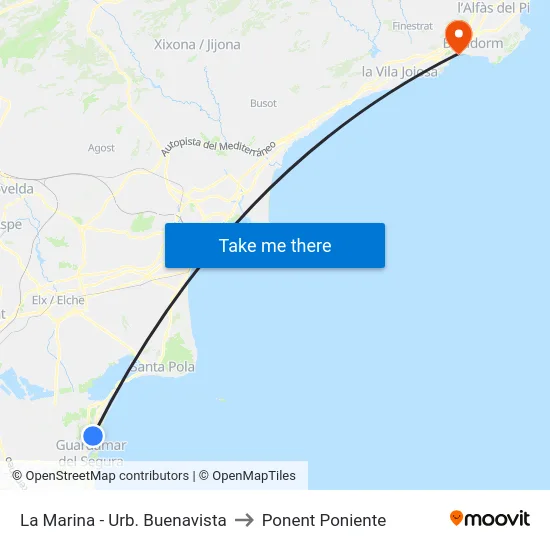 La Marina - Urb. Buenavista to Ponent Poniente map