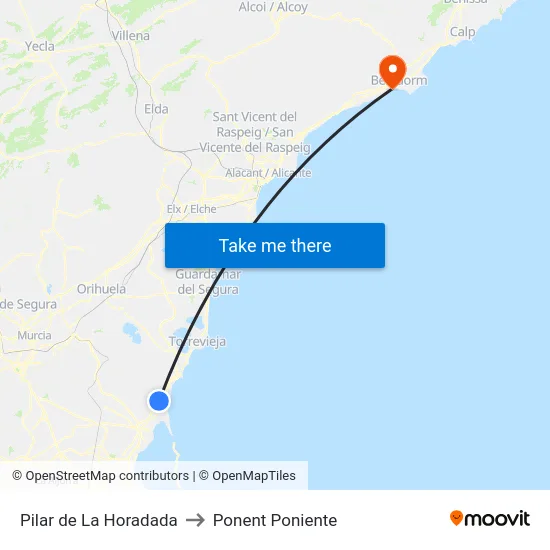 Pilar de La Horadada to Ponent Poniente map