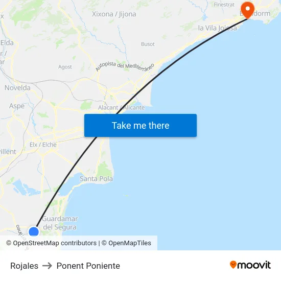 Rojales to Ponent Poniente map