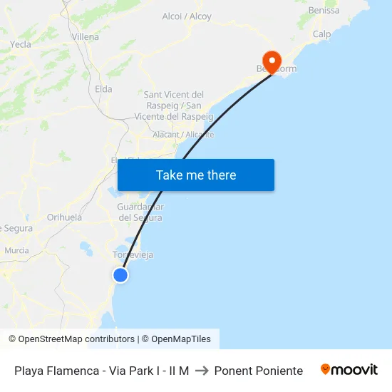 Playa Flamenca - Via Park I - II M to Ponent Poniente map