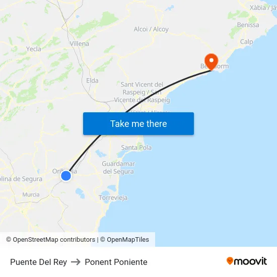 Puente Del Rey to Ponent Poniente map