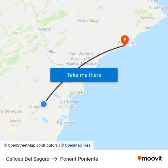 Callosa Del Segura to Ponent Poniente map
