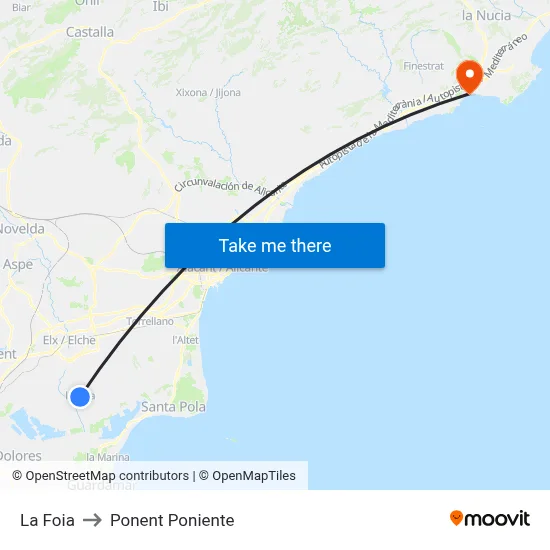 La Foia to Ponent Poniente map