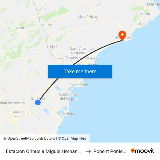Estación Orihuela Miguel Hernández to Ponent Poniente map