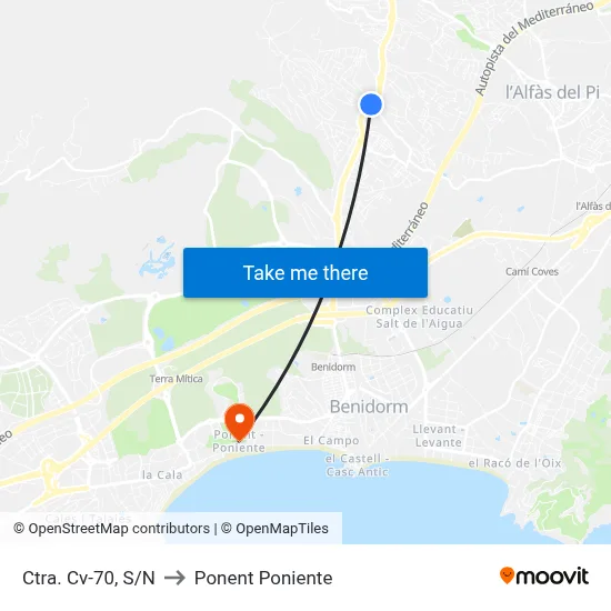 Ctra. Cv-70, S/N to Ponent Poniente map