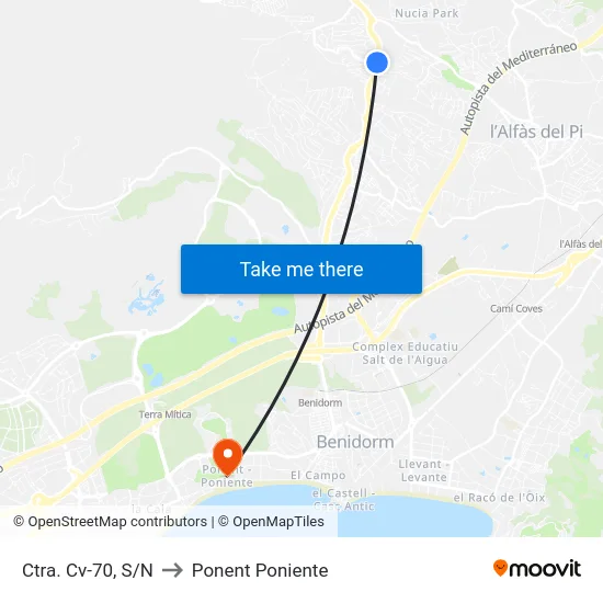 Ctra. Cv-70, S/N to Ponent Poniente map