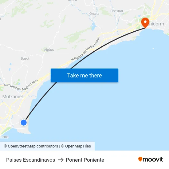 Paises Escandinavos to Ponent Poniente map