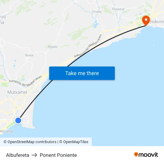 Albufereta to Ponent Poniente map