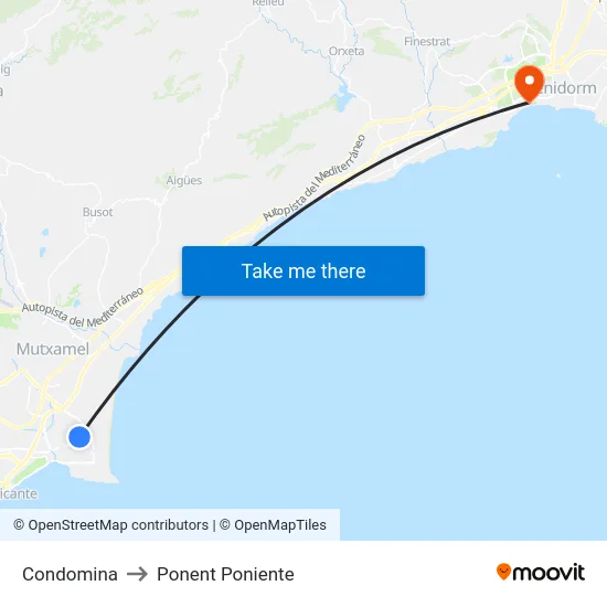 Condomina to Ponent Poniente map