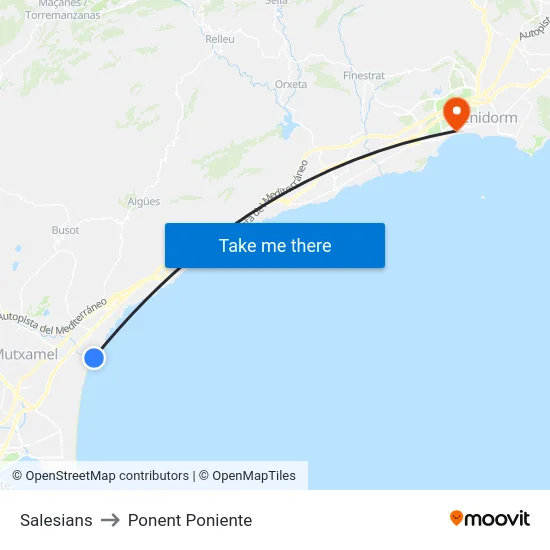 Salesians to Ponent Poniente map