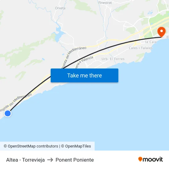 Altea - Torrevieja to Ponent Poniente map
