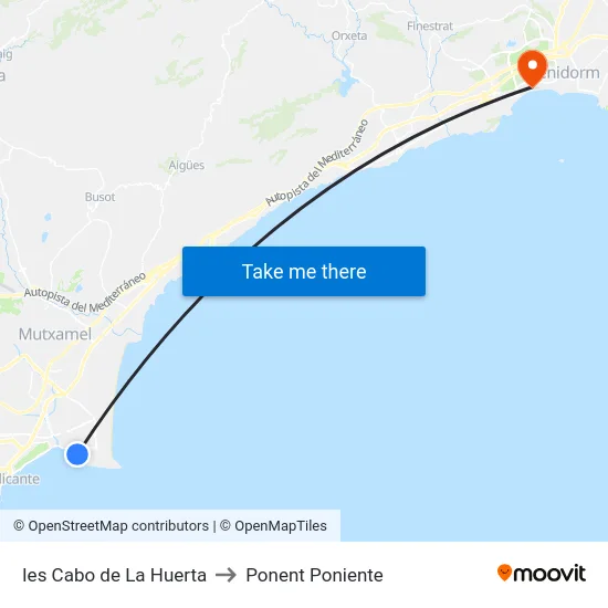 Ies Cabo de La Huerta to Ponent Poniente map